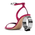 thumbnail image 3 of FSJ Women Sexy Single Strap Pointy Open Toe Circle High Heel Sandals Ankle Strap Dress Party Wedding Bridal Pumps Shoes Size 10.5 Pink, 3 of 4