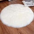 thumbnail image 2 of Fluffy Round Carpet White 50cm Diameter Soft Suede Sheepskin Rug, 2 of 5