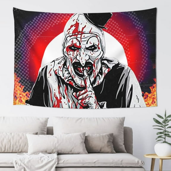 Terrifier 3 Tapestry Wall Hanging Home Decoration Wall Blanket Dormitory Living Room Bedroom Backdrop Poster( 60x40inch)