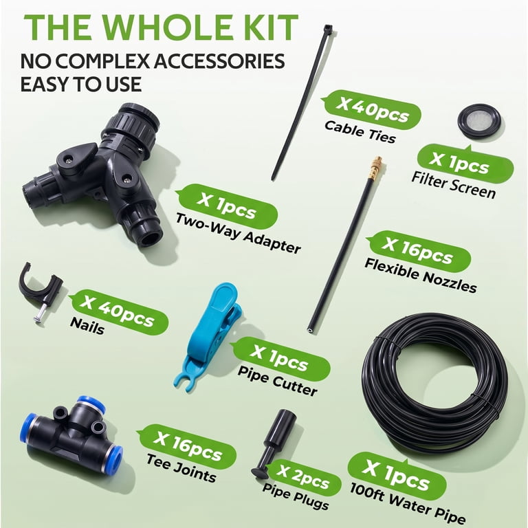 Kidsjoy 100 FT Drip Irrigation System Kit with Adjustable Nozzles photo 7