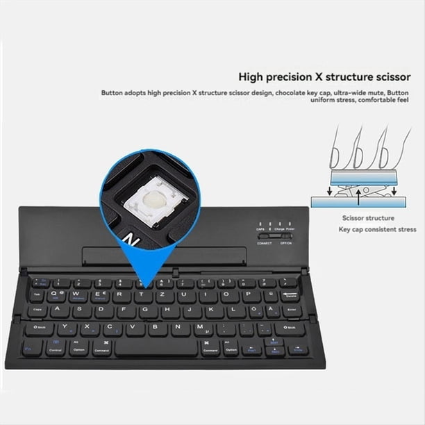 Teclado Bluetooth Plegable Teclado Portátil de Viaje Plegable Mini Teclado Inalámbrico BT para Teléfono Móvil Tableta Computadora