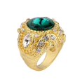 thumbnail image 1 of Anillo Retro Strass Mosaico Curvo s Unisex Verde Salvador Anillo de la corona del Rhinestone, 1 of 6