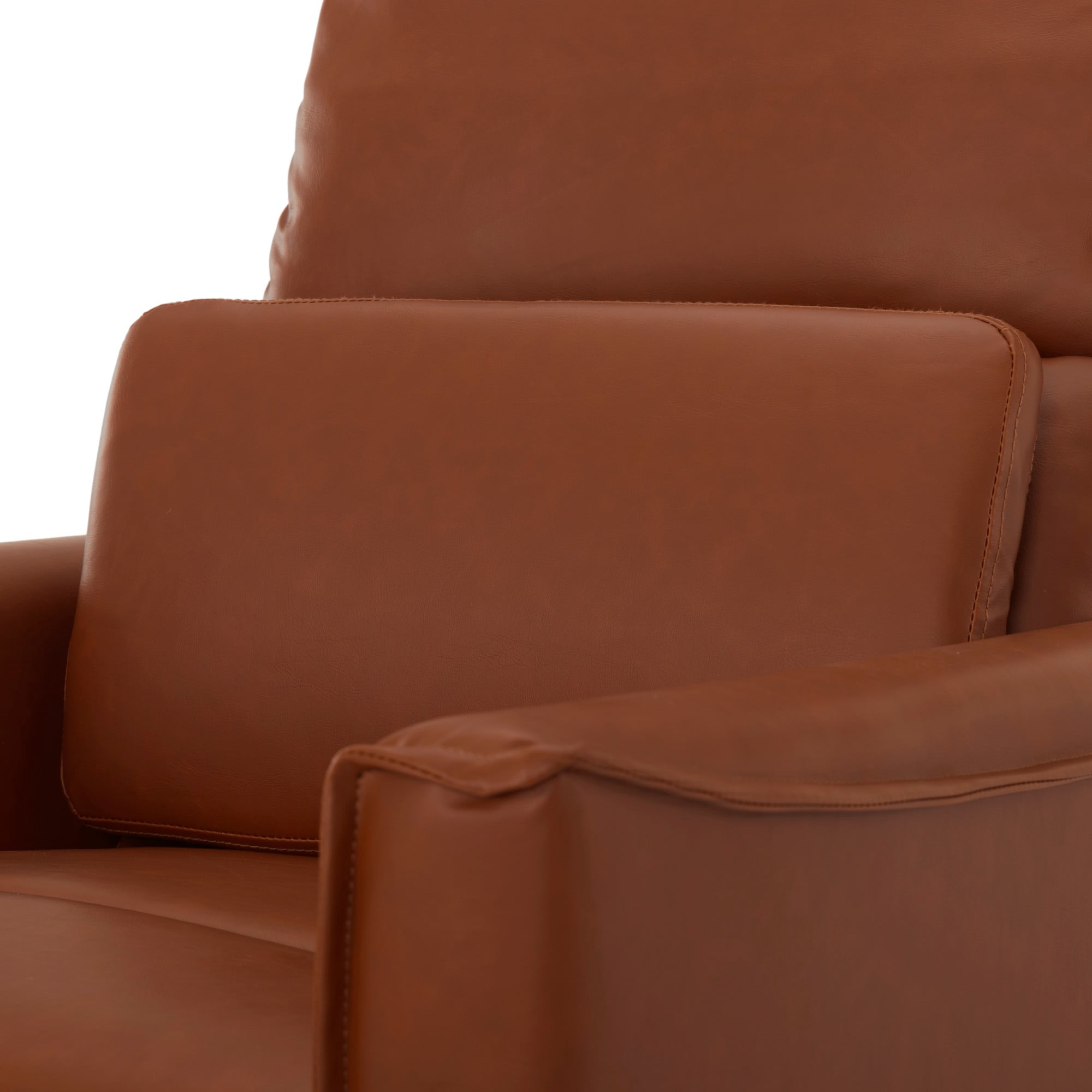 BSHTI PU Leather Electric Swivel Glider Recliner Chair with Rocking Function, Modern Comfort Seating for Living Room, Bedroom（Brown）