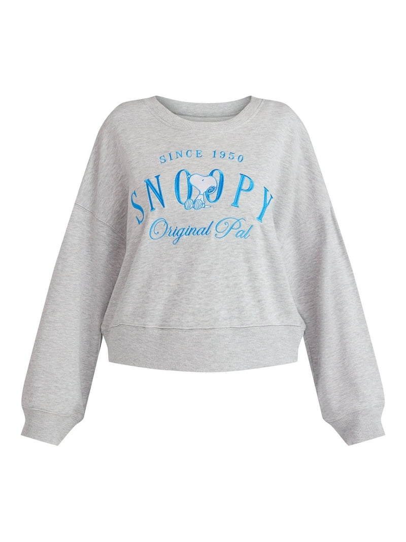 Snoopy Women's Original Pal Cropped Graphic Sweatshirt, Sizes XXS