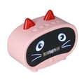 thumbnail image 4 of Mini altavoz de dibujos animados multifuncional con diseño de orejas de gato, reloj despertador inteligente con dos funciones para dormitorio y oficina, color rosa, 4 of 14