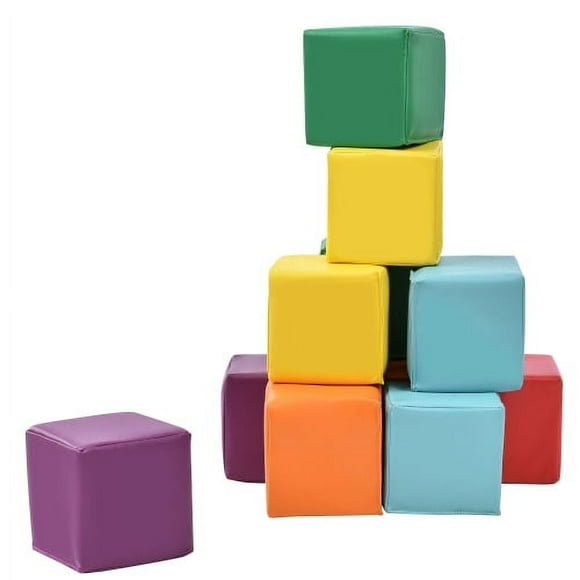 Easy Clean Safe Indoor Active Play Structure，Soft Colorful Stacking Play Module Blocks Big Foam Shapes for Babies and Kids Building  SoftZone Toddler Foam Block Playset