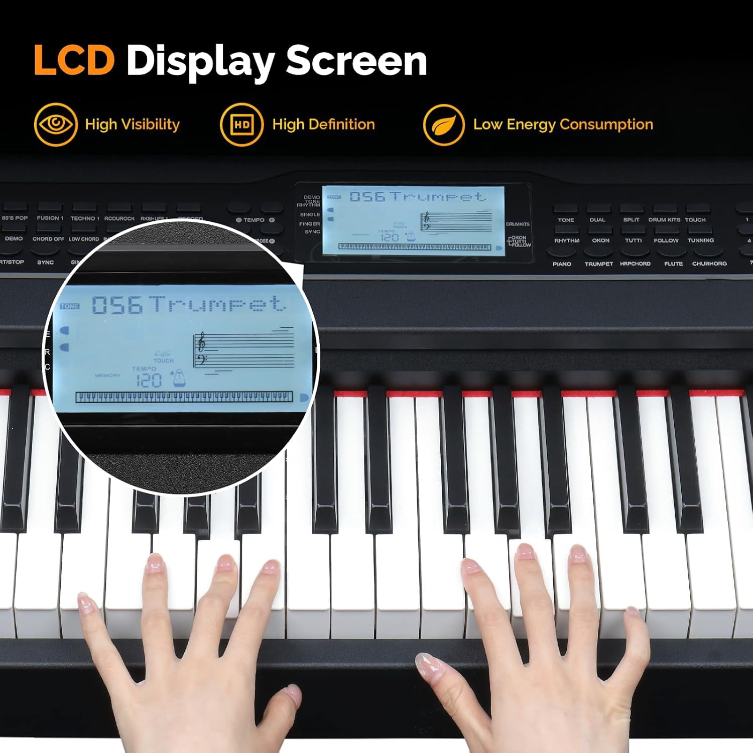 GLARRY Digital Piano 88 Keys Heavy Hammer Keyboard, with LCD Display and Headphone, Triple Pedals, Beginner Friendly, Supports MIDI Connect, Classic Upright Design (Matte Black)