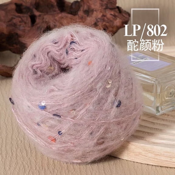 XmhyTop-A 200g Fluffy Glitter Sequin Yarn DIY Craft Knitting Yarn for Sweaters Scarves, Sparkle Crochet Yarn with Sequins,Pink