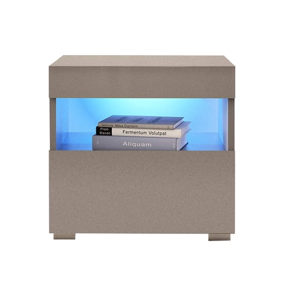 Viv Modern High Gloss Nightstand with LED Lights and Optional Wall Mount