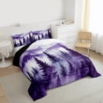 thumbnail image 3 of Homewish Purple White Queen Comforter Set,Rustic Pine Tree Bedding Sets,Tropical Plant Bedding Comforter Set For Adult,Breathable Home Decor Reversible,3 Pieces, 3 of 8