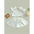 thumbnail image 2 of Suealasg Kids Girls Birthday Princess Dress Bowknot One-shoulder Vest with A-line Skirt and Hairband Toddler Girls Summer Cake Smash Photo Shoot Outfit, 2 of 8