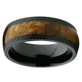 thumbnail image 3 of Metal Masters Mens Dome Black Titanium Wedding Band Ring Marble Brown Wood Inlay Comfort-Fit 8mm, 3 of 5