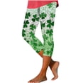 thumbnail image 2 of Simua Women's St. Patrick's Day Leopard Print Yoga Leggings Casual 3/4 Length Stretch High Waist Pants, 2 of 5