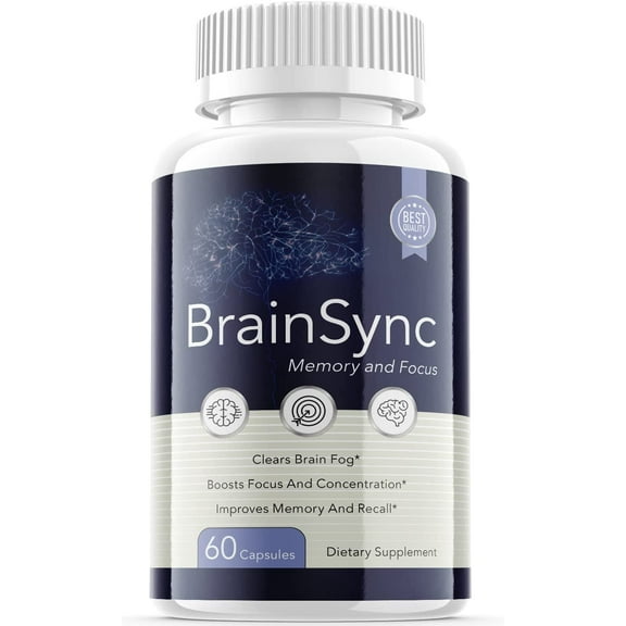 (1 Pack) Brain Sync - Dietary Supplement for Focus, Memory, Clarity, & Energy - Advanced Cognitive Support Formula for Maximum Strength - 60 Capsules