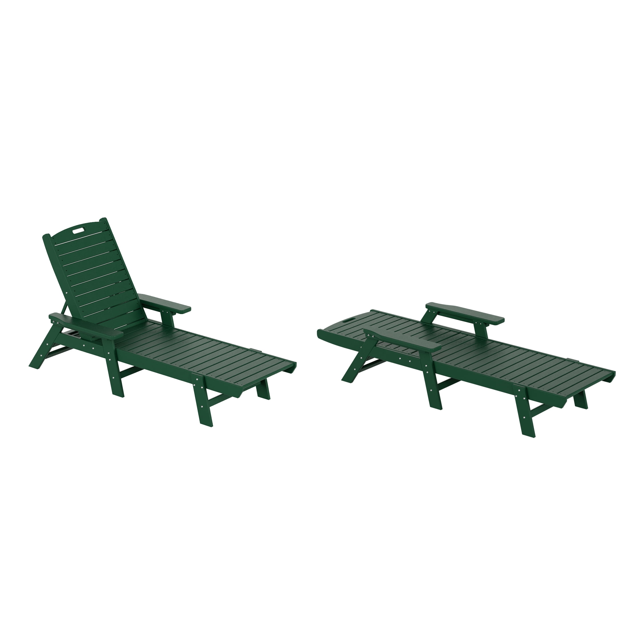 GARDEN Set of 2 Patio Outdoor Chaise Lounge Chair, Dark Green