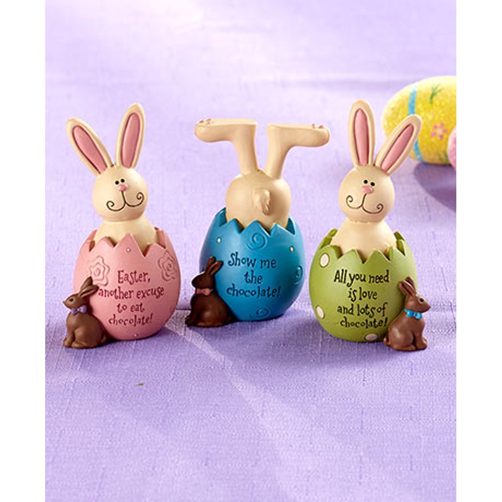 Easter Figurines (Bunnies Set of 3 Cracked Egg Figurines)