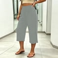 thumbnail image 4 of Maean Womens Plus Size Pants Elastic High Waist Wide Leg Baggy Solid Color Lounge Capri Pant L-5XL, 4 of 7