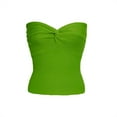 thumbnail image 4 of LEZMORE Women Summer Strapless Tops Trendy Cute Ribbed Knit Twisted Knot Front Sleeveless Tube Tops Green S, 4 of 15