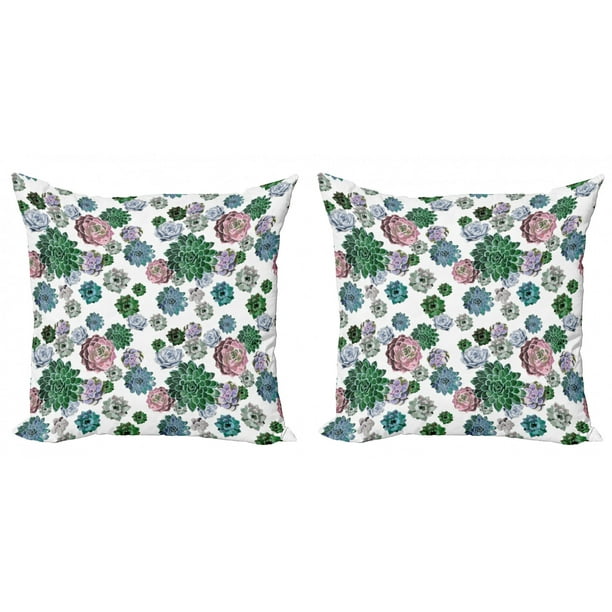 Cactus Throw Pillow Cushion Cover Pack Of 2 Colorful Pattern Of Succulent Plants Tropical Exotic Foliage Natural Garden Design Zippered Double Side Digital Print 4 Sizes Multicolor By Ambesonne Walmart Com Walmart Com