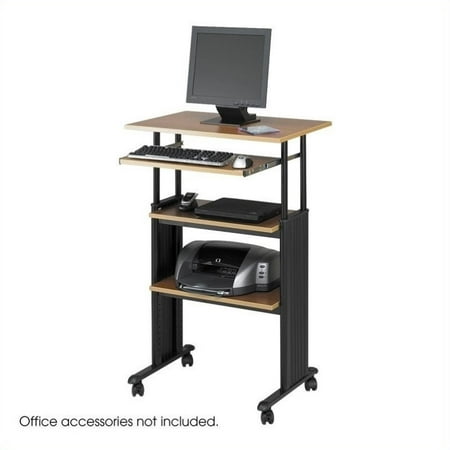 Light Oak Half Height Door - Scranton & Co Standing Height Adjustable Workstation in Medium Oak