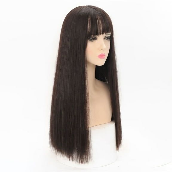 DOPI Natural Female Full Upgrade Bangs Hair Wig Air Hair Long Long Headgear Straight wig