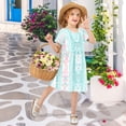 thumbnail image 6 of Aztec Geometric Abstract Pattern Girls Short Sleeve Dress A Line Sun Protection Breathable Comfort Sundress 5-6T, 6 of 8