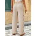 thumbnail image 3 of Eytino Beach Pants for Womens Summer Boho Drawstring Elastic Waist Casual Wide Leg Hollow Out Textured Trousers, 3 of 7