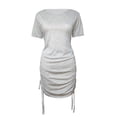 thumbnail image 4 of DHFJKG Summer Dress Women Short Sleeve Round Neck Fashion Streetwear Adjustable Drawstring Slim Fit Bodycon T Shirt Mini Dress Comfort Dresses, 4 of 4