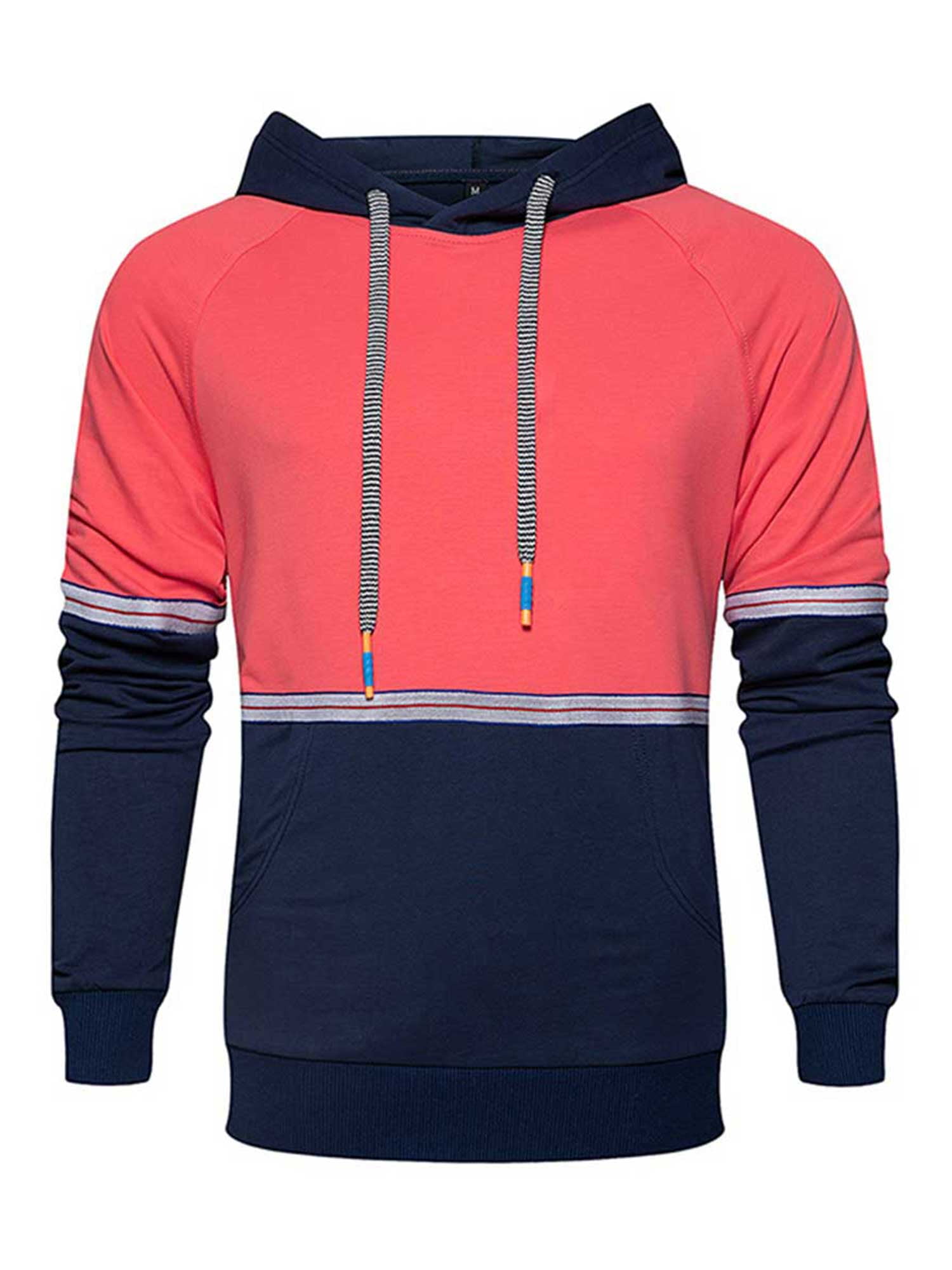 men color block hooded sweatshirt