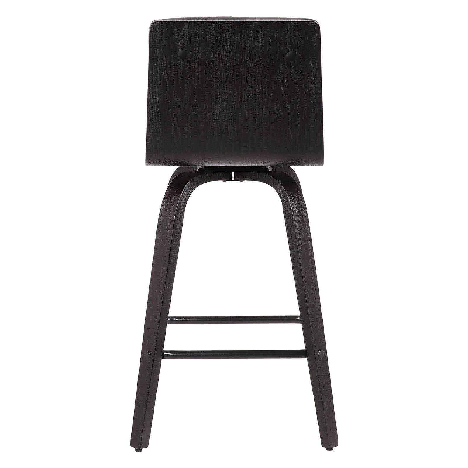 Vienna 26" Swivel Counter Stool in Black Wood Finish with Gray Faux Leather