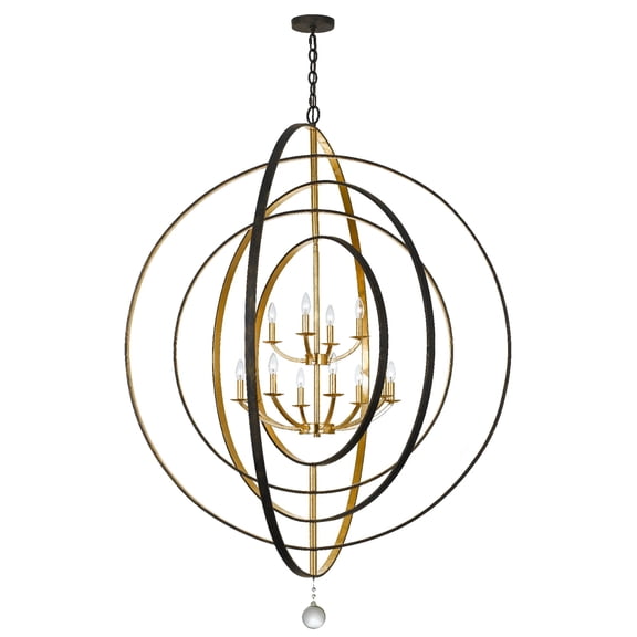 Twelve Light Chandelier In Classic Style 60 Inches Wide By 63 Inches High-English Bronze/Antique Gold Finish    -Traditional Installation Crystorama