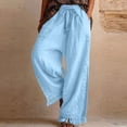 thumbnail image 4 of GUACER Womens Linen Wide Leg Pants Drawstring with Tassels & Pockets Palazzo Trousers for Beach & Casual Wear, 4 of 6