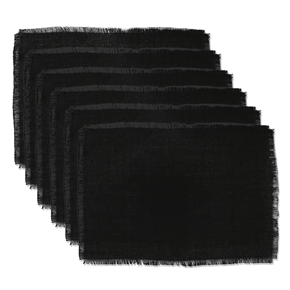 Set of 6 Black Rectangular Placemat 19"