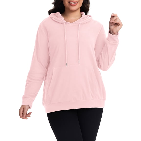 Cueply Women's Plus Size Hoodie Pullover Sweatshirt Long Sleeve Casual Hooded Sweatshirt with Kangaroo Pocket Fall Winter Tops