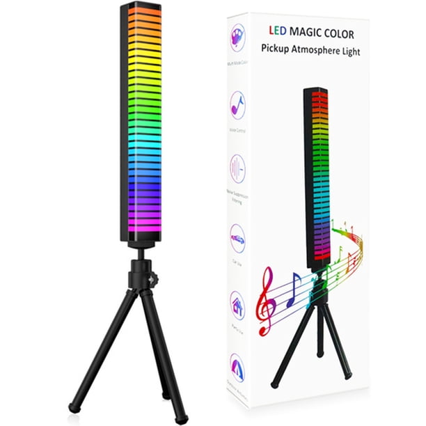 Muyoka Barra de luz inteligente con 32 LED y micrófono Ambiance Blacklight con 213 modos de música con 500 mAh 2 modos de control Barra de luz RGB para sala de estar Dormitorio, 3D Black Muyoka Hogar