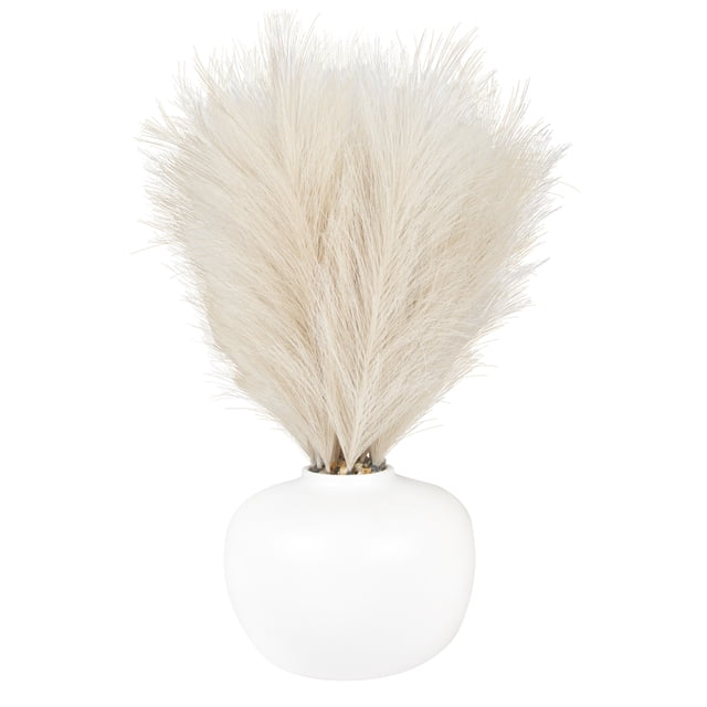 Better Homes & Gardens 14" Artificial Pampas in White Rounded Ceramic Vase