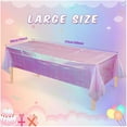 thumbnail image 2 of 1 Pack Light Purple Plastic Tablecloths for Rectangle Tables, Shiny Disposable Laser Rectangle Table Covers Foil Tablecloth Iridescent Party D ration Birthday Bridal Wedding, 39x108 Inch, 2 of 6