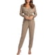 thumbnail image 3 of Conjunto de pantalones con cuello en V hombros caídos conjunto de 2 piezas con cintura elástica pantalones con puños ceñidos conjunto de moda para vacaciones para mujeres ANGGREK Otros, 3 of 6