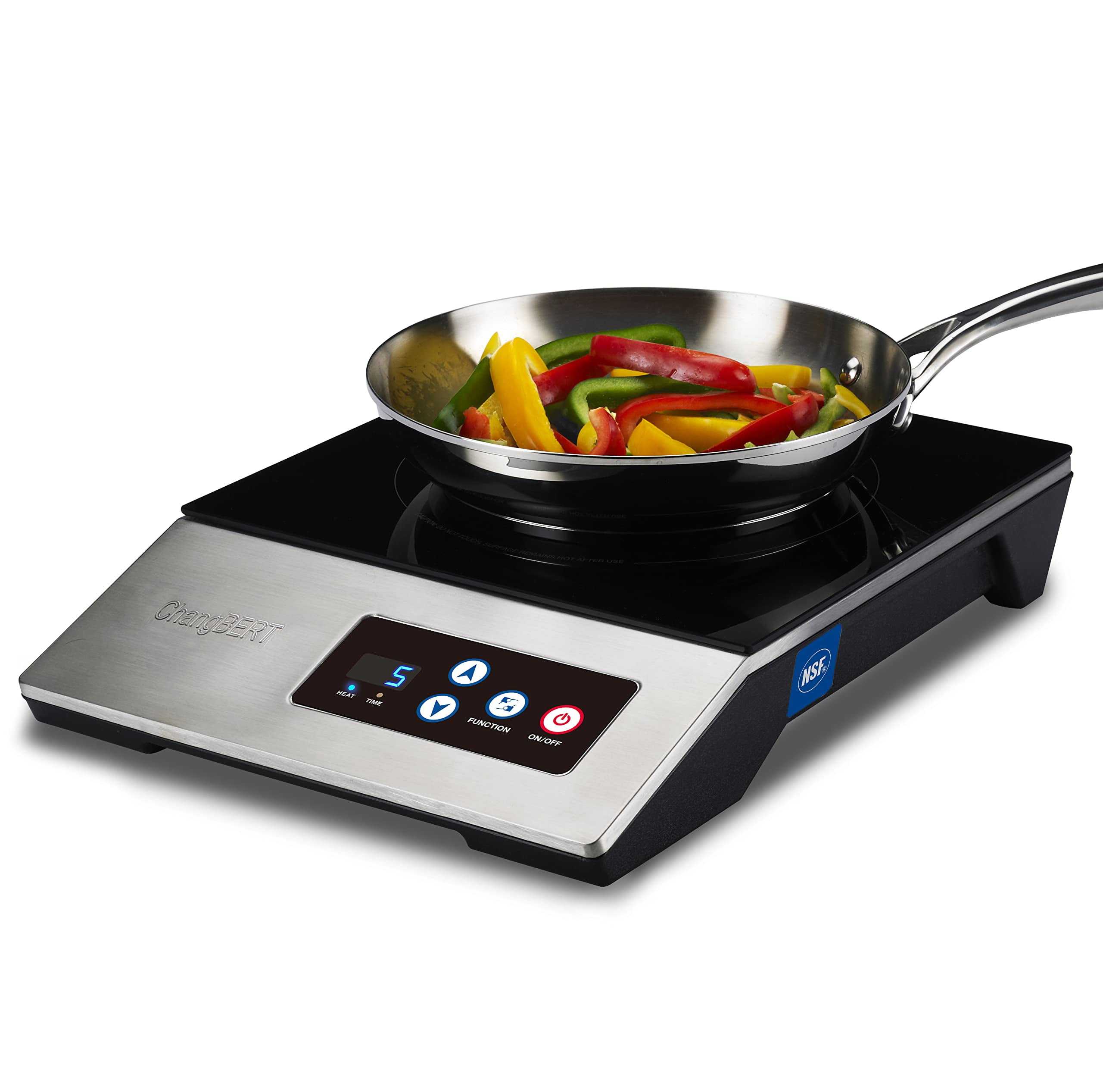 ChangBERT 1800W Portable Commercial Induction Cooktop NSF Certified Pro  Chef Professional Countertop Stainless Steel Duralble Induction Burner