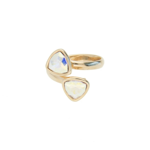Anillo para Mujer con Cristal Fino Swarovski Trillant- Bañado en Oro 14k– Anillo Elegante y Brillante-Aretes de Mujer de Moda, Joyería para Mujer de Moda– Regalo especial Ortiz Espinosa Temporada