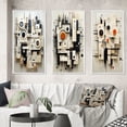 thumbnail image 1 of Designart "Abstract Urban Vision Black and White III" Modern Geometric Framed Wall Art Set Of 3 - Black Abstract Frame Canvas Set For Living Room Decor, 1 of 6