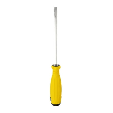 Uxcell SL6 Flat Head Screwdriver 10.4" Magnetic Slotted Screwdriver CR-V with Ergonomic Handle for Repairing, Yellow