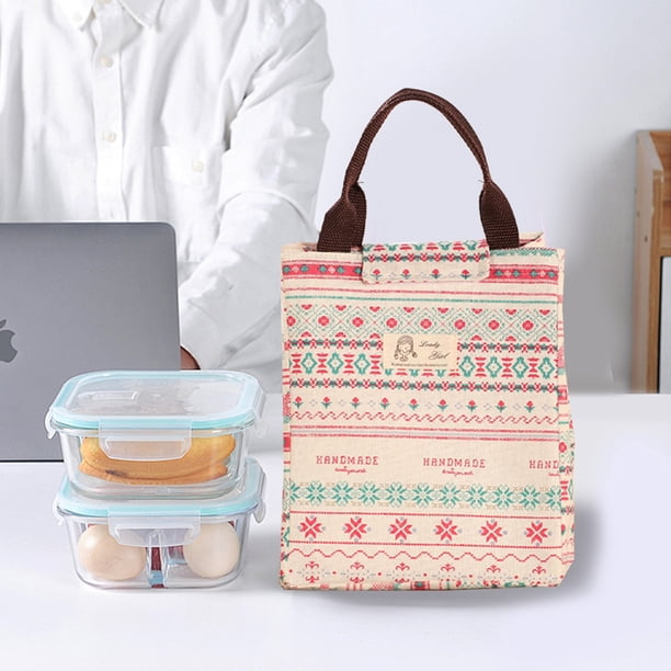 ¡Ahorra Más!, Bolsa térmica portátil de algodón y lino, bolsa para el almuerzo, bolsa térmica y fría para el almuerzo, bolsa de picnic portátil Akmoler