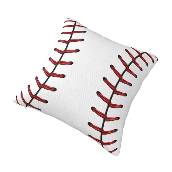 Decorative Throw Pillow Cover White Baseball Square Pillowcases Cushion for Farmhouse Home Decor 12"x12"