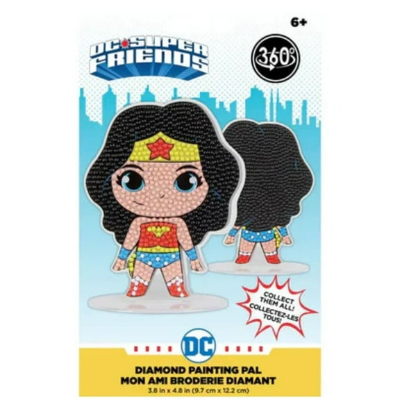 Camelot Dots Diamond Painting Pal – Wonder Woman | DIY Diamond Art Kit for Kids & Adults | Superhero Craft Activity