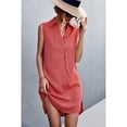 thumbnail image 5 of Bosfbaoi Women's Sleeveless Shirt Dress, Collared Button Front Solid Color Mini Dress, Lightweight Breathable Casual Sundress for Daily Wear, 5 of 5