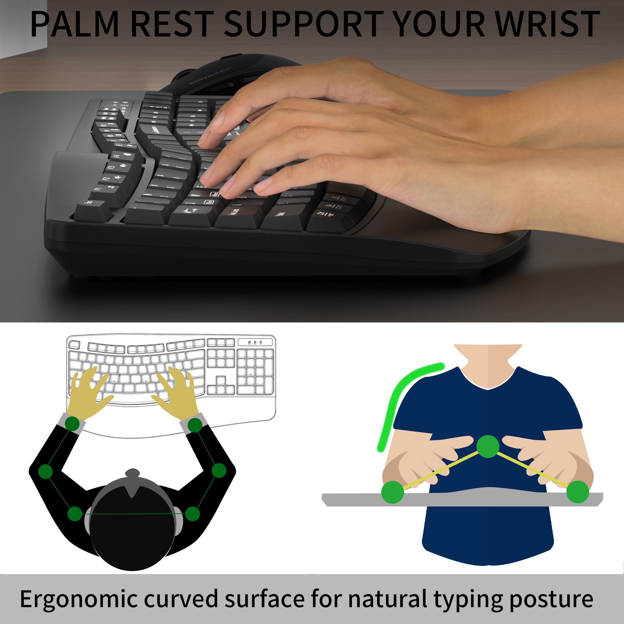 Reccazr Wave Ergonomic Wireless Keyboard & Mouse Combo photo 6