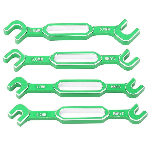 Lot de 4 clés de voiture RC, tendeur, écrou, extracteur de rotule, clé de maintenance RC en alliage d'aluminium, 3,0 à 6,0 mm, vert