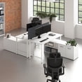 thumbnail image 1 of Hustle 2 Person Desk with Low Storage Cabinet in White - Engineered Wood, 1 of 9
