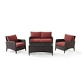 thumbnail image 5 of Kiawah 4Pc Outdoor Wicker Conversation Set Sangria/Brown - Loveseat, 2 Arm Chairs & Glass Top Table, 5 of 33